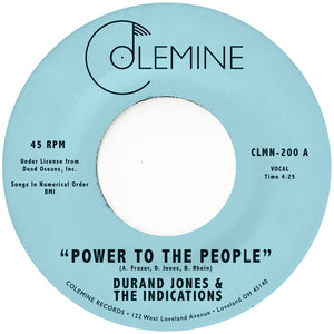 JONES, DURAND & THE INDICATIONS <br><I> POWER TO THE PEOPLE [Black Vinyl] 7"</i>