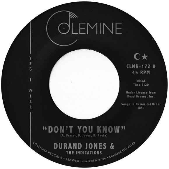 JONES, DURAND & THE INDICATIONS <BR><I> DON'T YOU KNOW B/W TRUE LOVE [Black Vinyl] 7